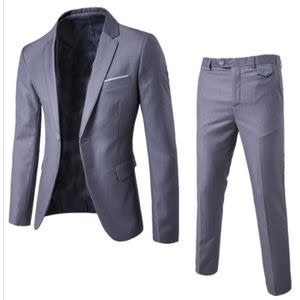 Men’s Classic Grey Suit With Free Tie