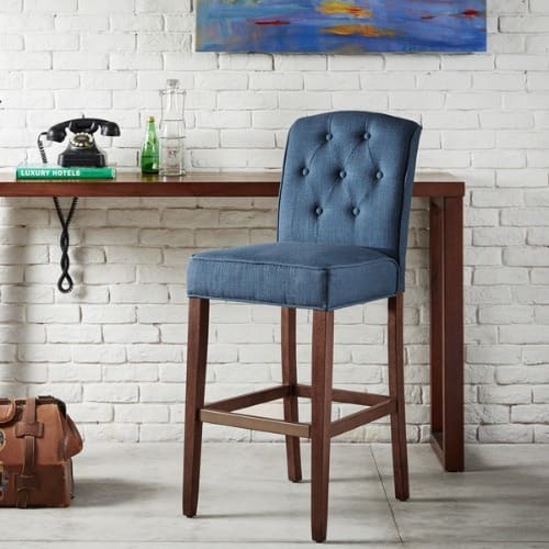 Misha Navy Tufted 30-inch Bar Stool