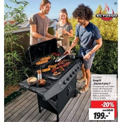 Dayton 6 + 1 Gas Burner Grill Barbecue Machine