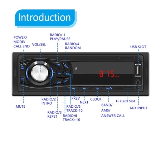 Swm-1044 Universal Car Bluetooth Mp3 Player Supports Tf Card U Disk Fm Car Radio