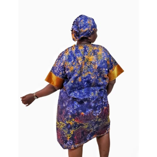 Gold Velvet Neckline Short Kaftan