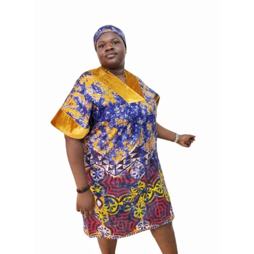 Gold Velvet Neckline Short Kaftan