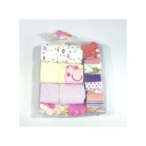 Newborn Baby Gift Set 3 Longsleeve Overall+4 Socks +3 Face Towels