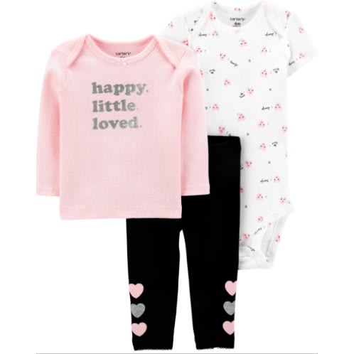 Baby Girl Glitters Little Loved Tshirt, Bodysuits And Matching Pant 3 Set