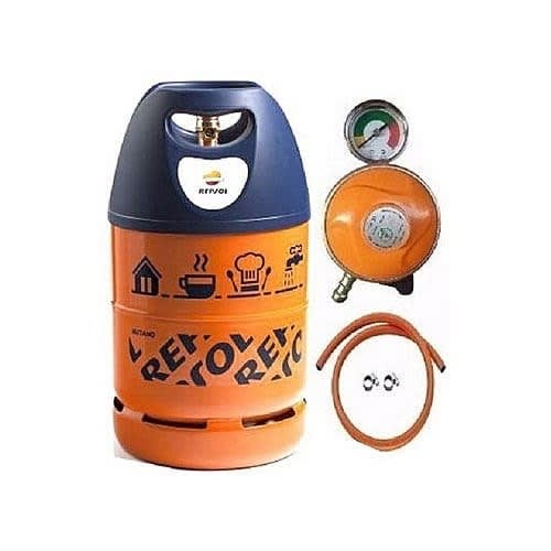 12kg Light Weight Butano Gas Cylinder With Metered Regulator, Hose & Clips
