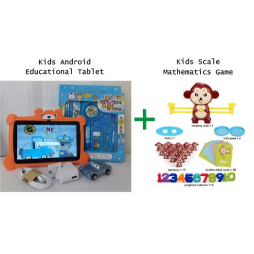T279 - Kids Android Educational Tab - WiFi - 1GB/16GB & Monkey Balance Math's Game  -Orange