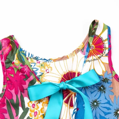 Girls Floral Sleeveless Dress -  Multicolor