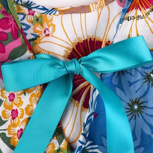 Girls Floral Sleeveless Dress -  Multicolor