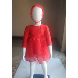 Girl Newborn Christening Longs With Cap - Red