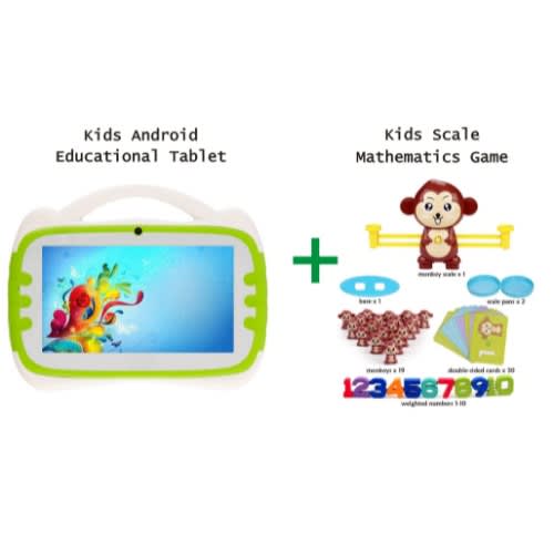 T262 - Kids Android Educational Tab (green) + Maths Counting Scale Game