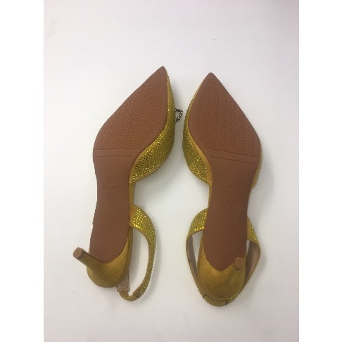 Slingback Toe Covered Stoned Heels - Yellow