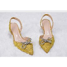 Slingback Toe Covered Stoned Heels - Yellow