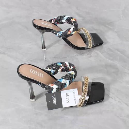 Slip On Studded Mules- Black