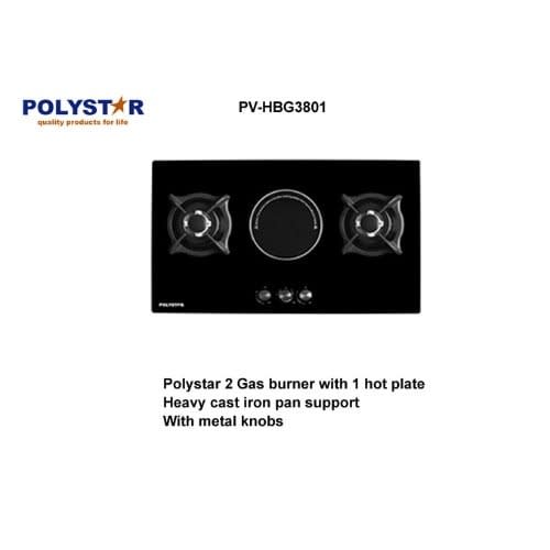 Tempered Glass 2 Burner + 1 Hot Plate Pv-hbg3801