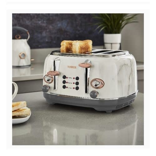 Marble 4 Slice Toaster With Removable Crumb Tray - 1630w