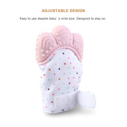 Baby Silicon Teether Pacifier Mitten - Pink