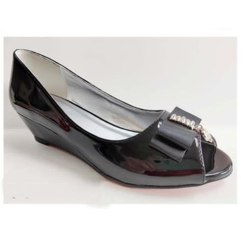 Patent Leather Open Toes Wedge Shoe