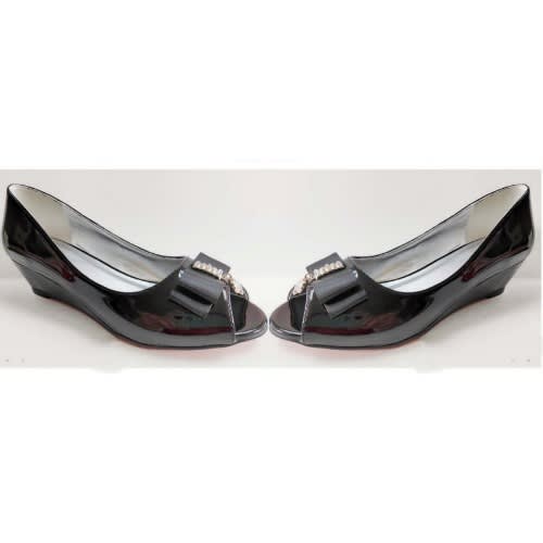 Patent Leather Open Toes Wedge Shoe