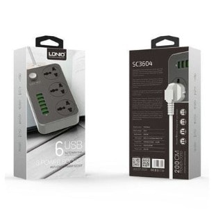 Ldnio 6 Port USB 3 AC Intelligent Surge Protector - Power Socket