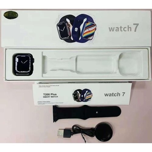 T200 Plus Bluetooth Full Screen Smartwatch - 44mm - Black