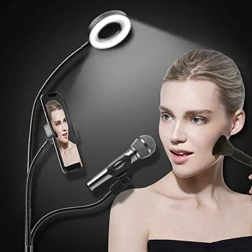 Professional Selfie Ring Light + Cell Phone & Webcam Holder Stand