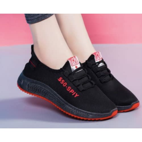 Ladies Sport Sneakers - Black And Red