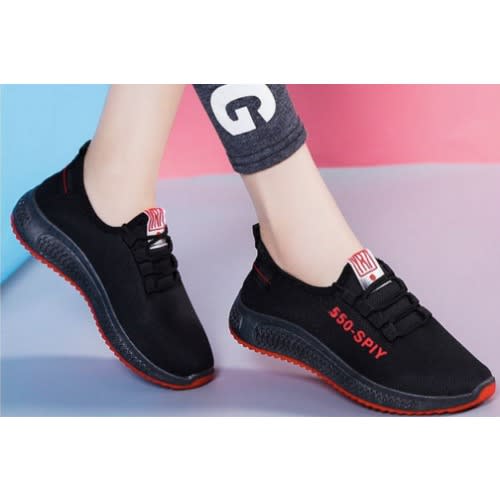Ladies Sport Sneakers - Black And Red