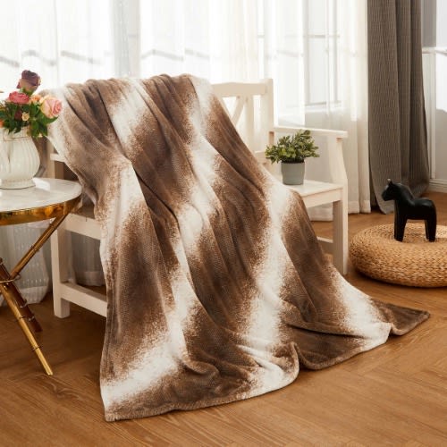 Mon Chateau Luxury Ombre Super Soft Ultra-plush Textured Flannel Throw, 60