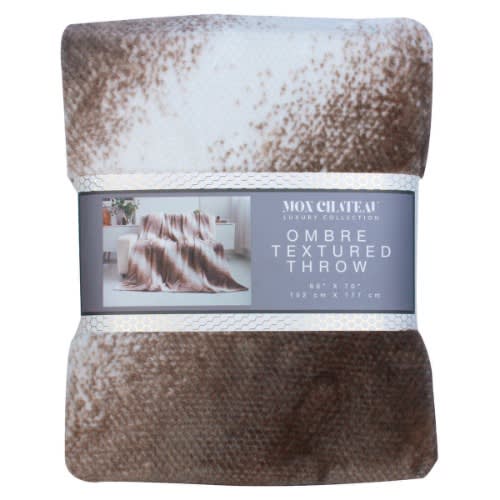 Mon Chateau Luxury Ombre Super Soft Ultra-plush Textured Flannel Throw, 60" X 70" - Tan