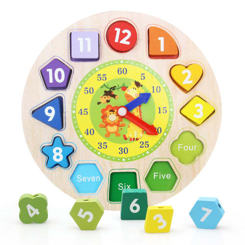 Threading Beads Shape Blocks Digital Clock