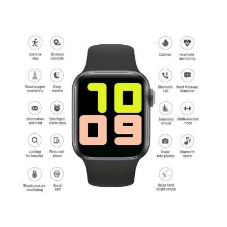 T55 Smart Watch Series 5 With Magnetic Charging, Call And Message Functions - Black