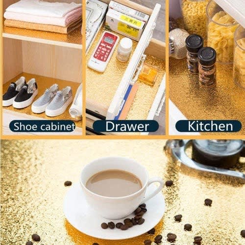 Self Adhesive Oil-Proof Waterproof Stickers Aluminum Foil - Orange Peel Gold - 61cm X 2m