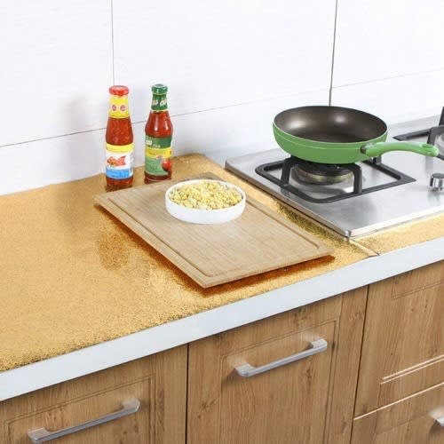 Self Adhesive Oil-Proof Waterproof Stickers Aluminum Foil - Orange Peel Gold - 61cm X 2m