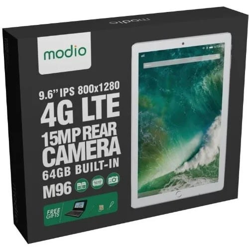 Modio M96 Dual Sim Tablet Keyboard - 9.6" 64GB ROM - 3GB RAM- 4G LTE- 5000mAh -Gold