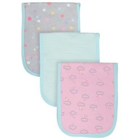 Baby Girl Organic Cotton Interlock Terry Burp Cloth 3 -in-1