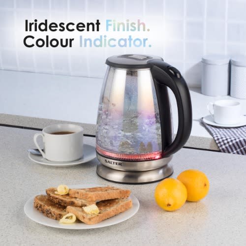 Iridescent Glass Kettle With Blue To Red Dual Illumination - 1.7 Litre