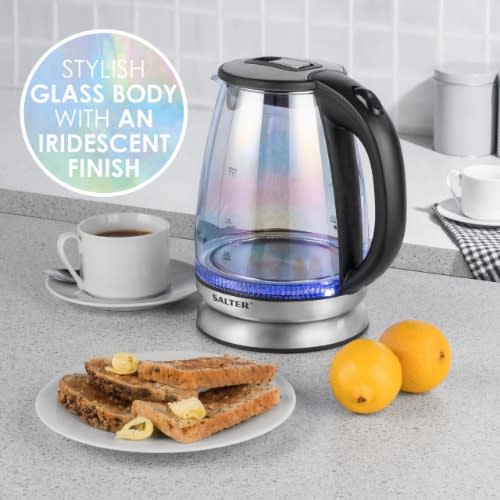 Iridescent Glass Kettle With Blue To Red Dual Illumination - 1.7 Litre