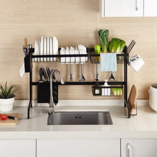 Over The Sink Stainless Steel Dish Drainer Rack - 85cm