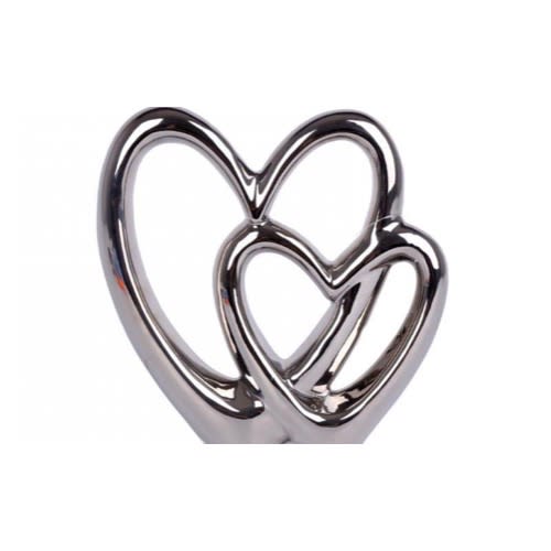 Double Heart Ornament- Silver - 20x21cm