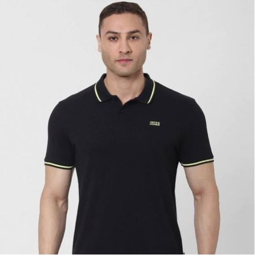 Men's Jjdi Glenn Contrast Tipping Polo Neck - Black
