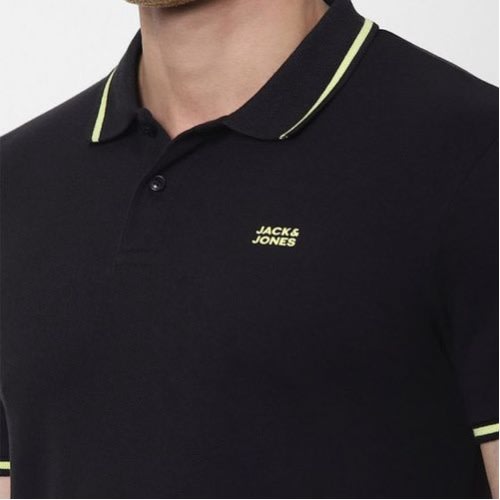 Men's Jjdi Glenn Contrast Tipping Polo Neck - Black