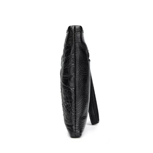 Men's Designer Croc Pattern Leather Lope Zipper Purse - Black