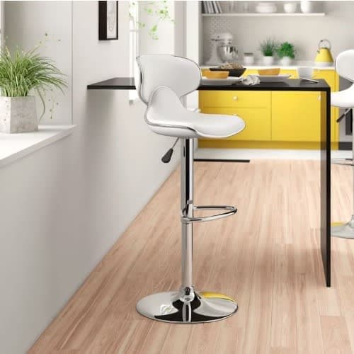 Bar Stool With Swivel Adjustable Height - White