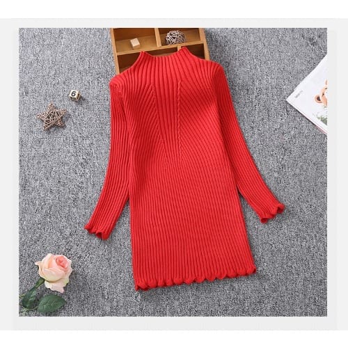 Girls Turtleneck Knitted Dress