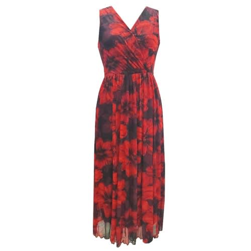 Red & Black Floral Maxi Dress