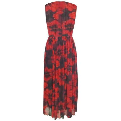 Red & Black Floral Maxi Dress