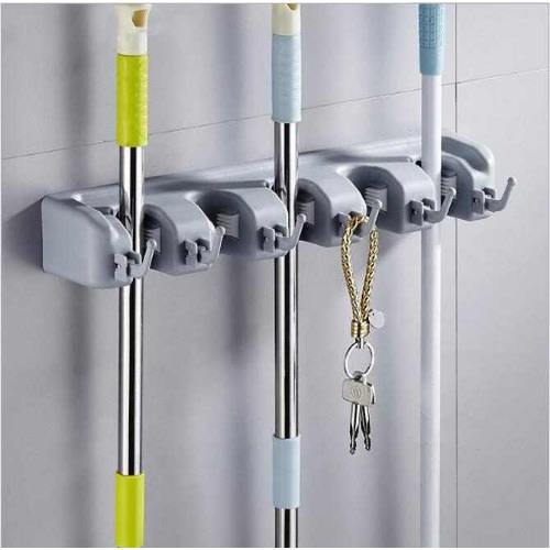 Household Wall Mounted Magic Holder Mop / Broom Holder Organizer