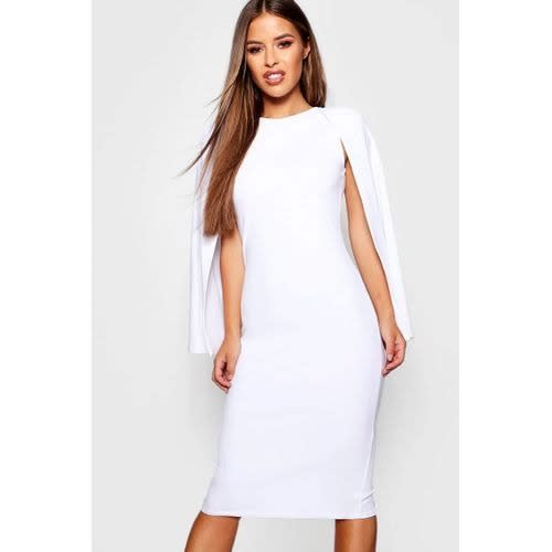 Petite Cape Sleeve Midi Dress