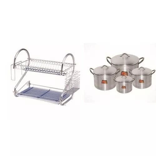 Plate Rack And Cooking Pots Bundle