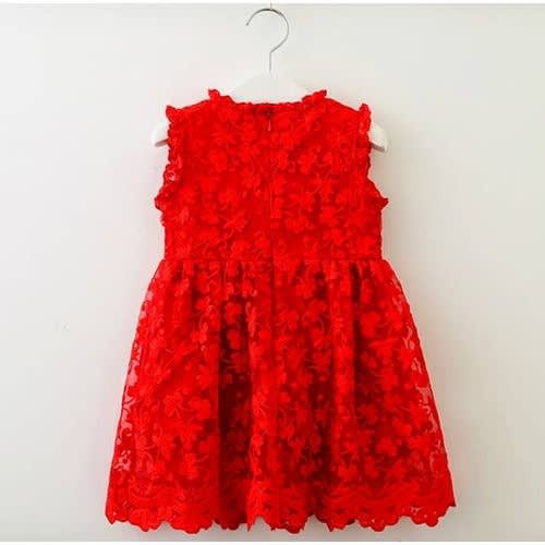 Girl Embroidery Dress - Red